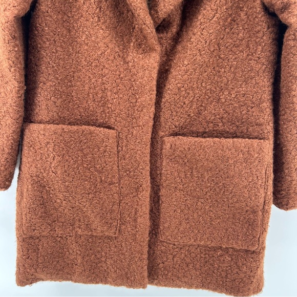 Women's Brown Teddy Coat Vtg Style Polyester Snap Front Pockets Sz Small Retro - Picture 3 of 12